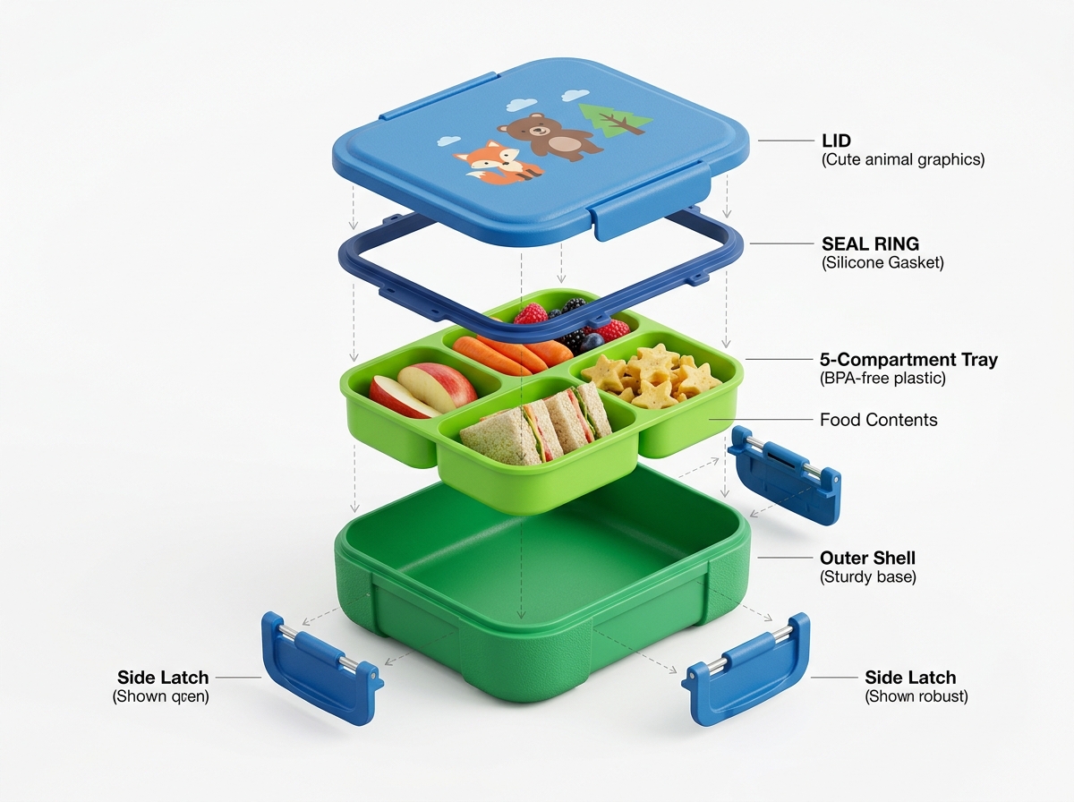 Exploded View of Naike Bentgo Grade Bento Box