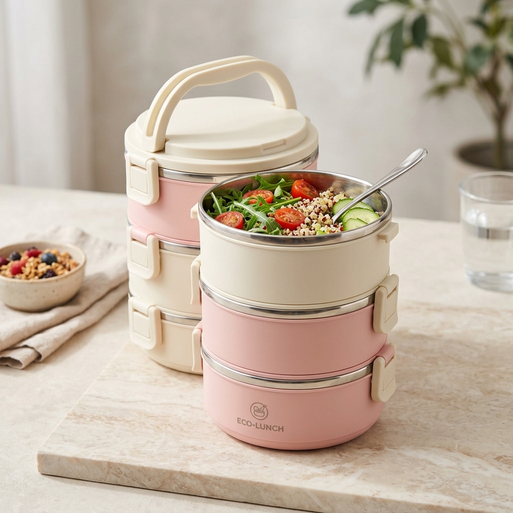 Kawaii 3-Tier Thermal Stackable Stainless Steel Bento Tiffin