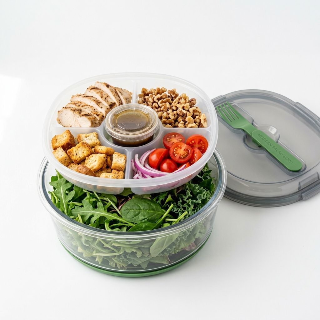 All-in-One 54oz Leak-Proof Salad Bento Bowl with Dressing Cup