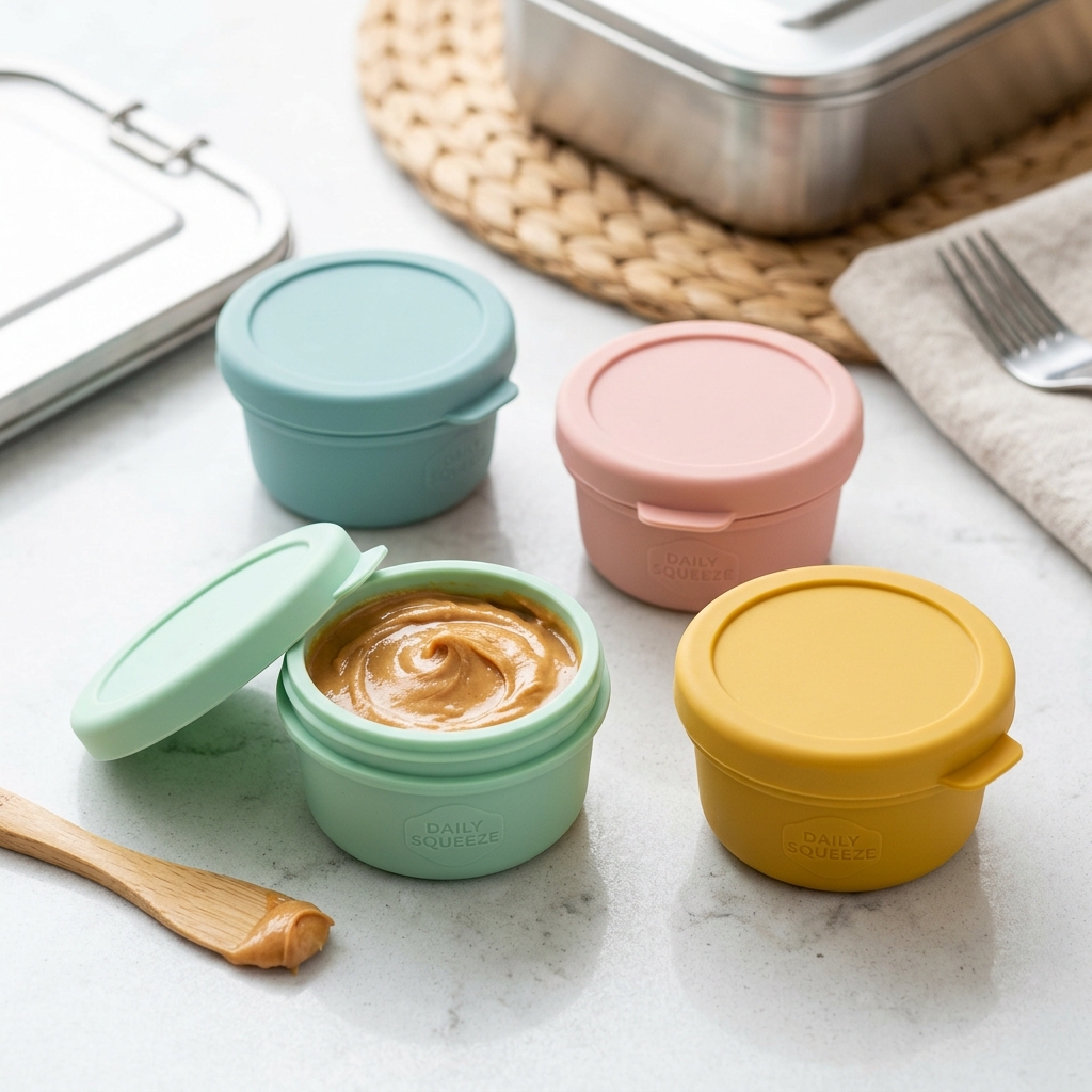 Leak-Proof Silicone Mini Condiment & Dip Jars 4-Pack